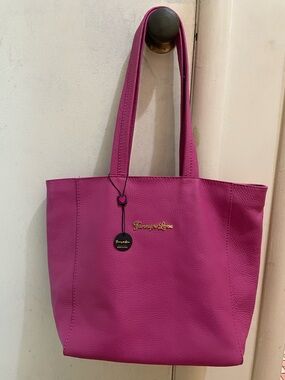 NWOT - Italian Leather “Fanny ❤️ Love” hot pink/fuchsia shoulder tote bag